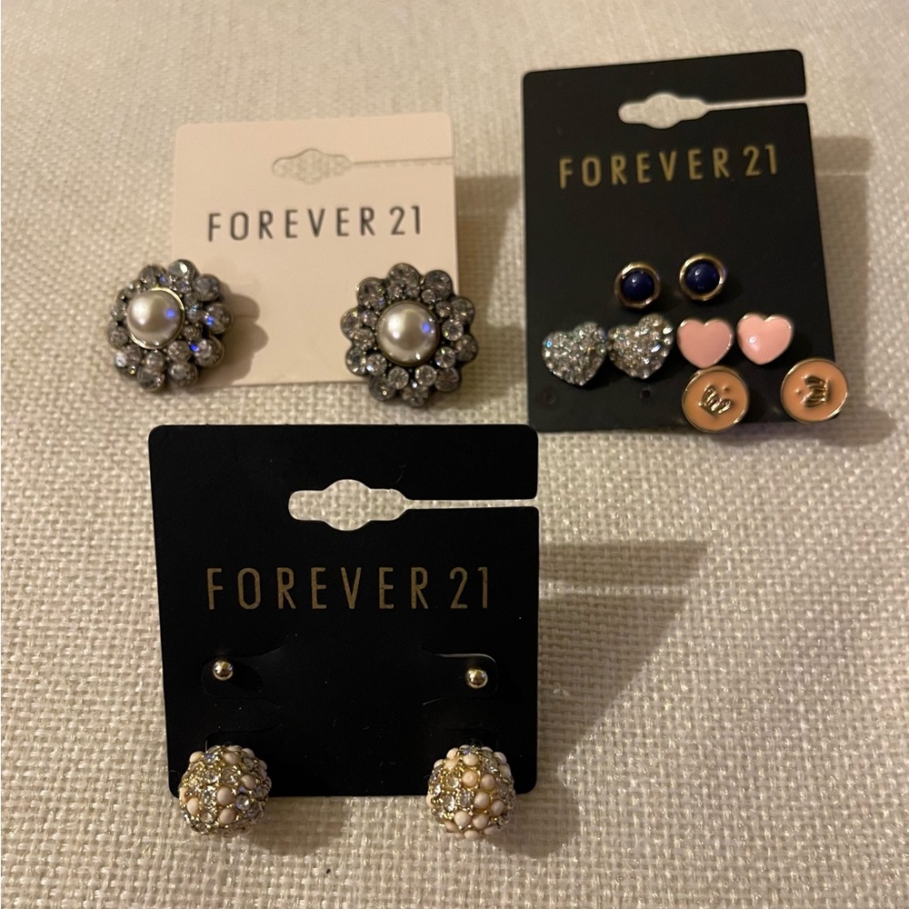Forever 21 Mixed Metal and Pink Earring Collection
